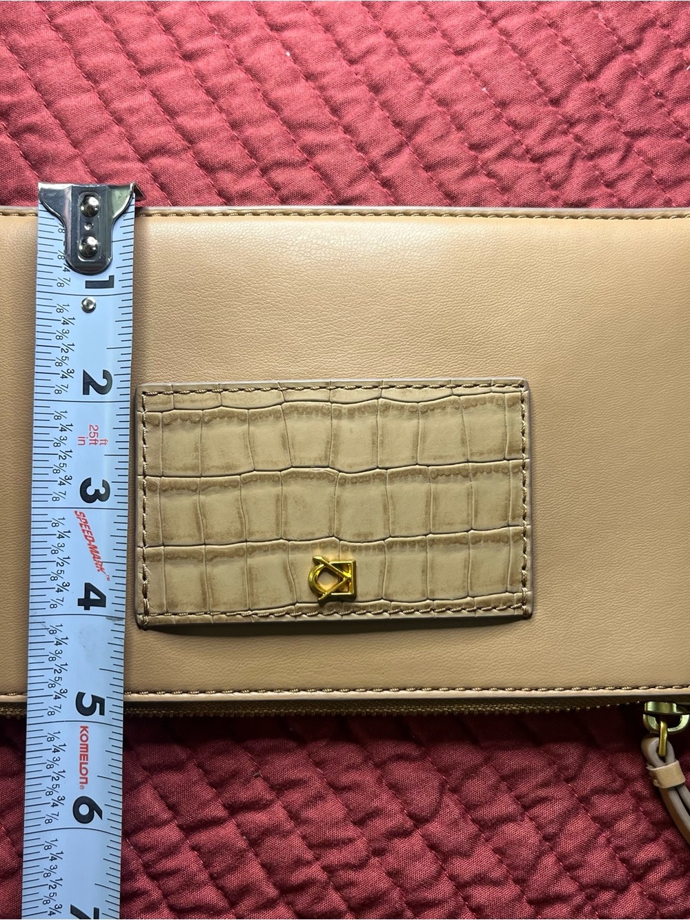 Donna Karan Baldwin Large Croco Wave Leather Shoulder Bag Tan Almond *NWOT* $468 - Picture 11 of 13